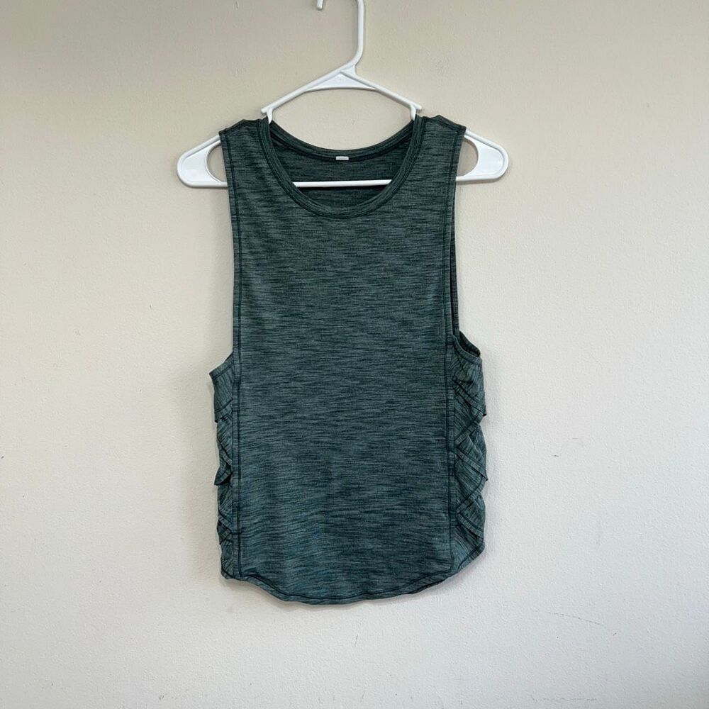 Lululemon Womens Var-City Athletic Muscle Tank Top Heathered Forest Green Size 4